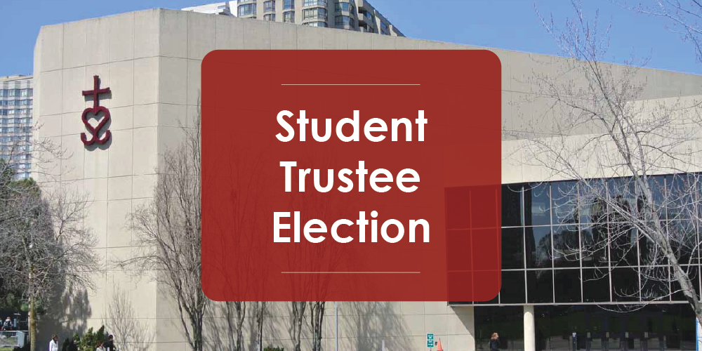 An image with the Catholic Education Centre in the background - Student Trustee Election