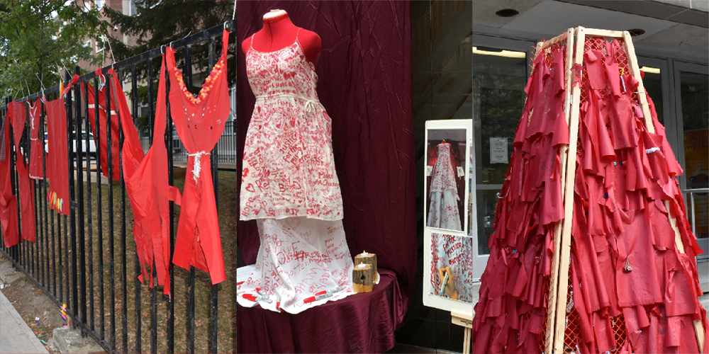 An image of red dresses for National Day of Awareness for Missing and Murdered Indigenous Women and Girls and Two-Spirit People
