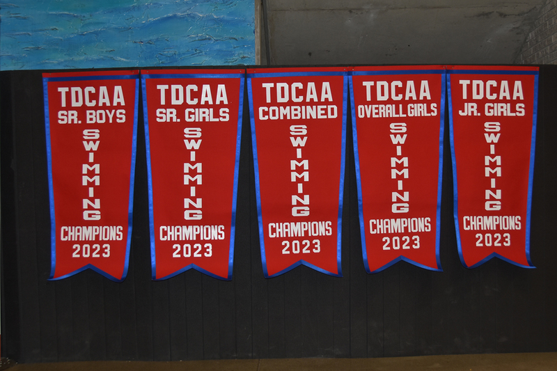 All the FJR 2023 TDCAA Swimming Championship Banners side by side