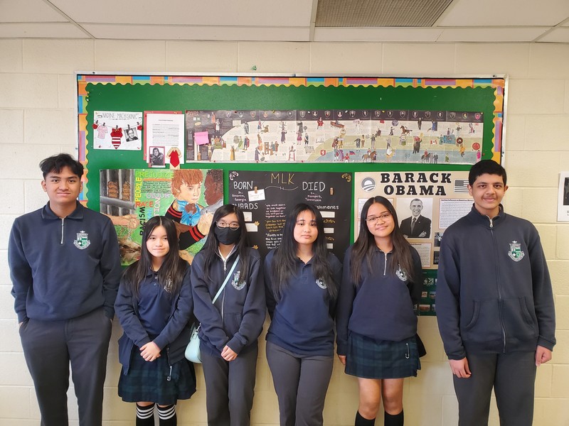 The six winning students of the Young Authors Awards, in Francis Libermann school uniform