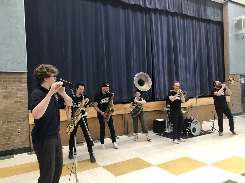 Grade 12 student Andrew Raymond jamming with Big SMoke Brass