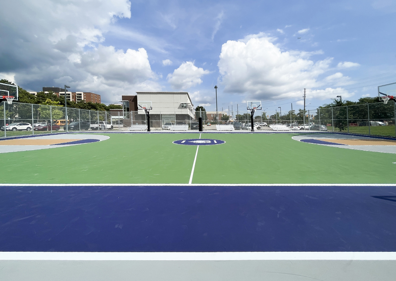 Photo of James Cardinal McGuigan Catholic High School's outdoor basketball court