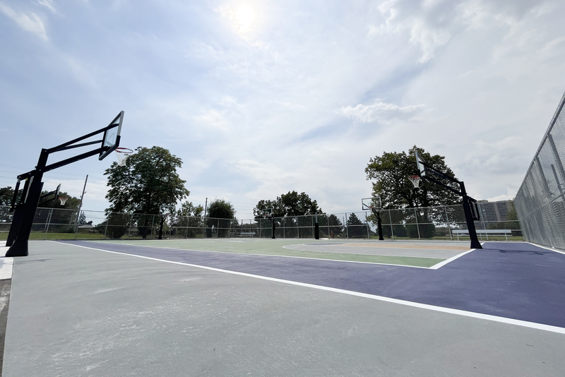 Photo of James Cardinal McGuigan Catholic High School's outdoor basketball court